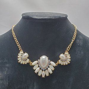 Delia's faux pearl fan statement necklace. gold chain, pearl , ivory col…